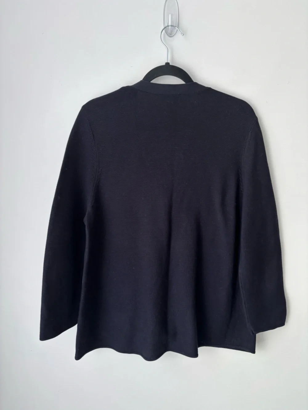 COS Navy Cotton Cardigan Minimalist Boxy Knit Oversized Quiet Luxury L - Picture 5 of 8